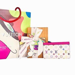 NEW LOUIS VUITTON LV X TM Monogram Multicolor Card Holder Wallet Pink FULL SET